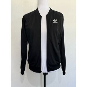 Adidas Track‎ Jacket 3-Stripes Zip Up Black White Size S